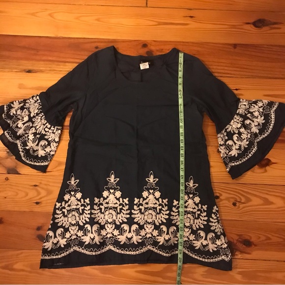Sassybling Navy White Embroidered Tunic Dress, EUC, S - Picture 8 of 11